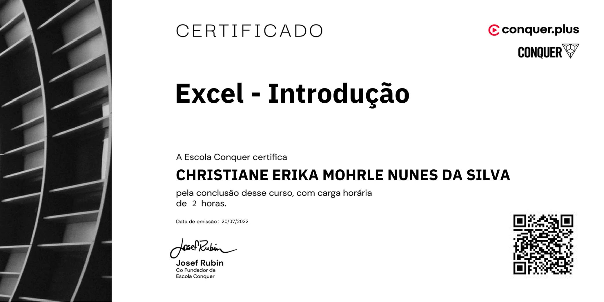 Certificado de Excel - Introdução